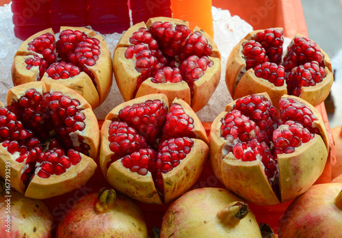 Close up pomegranate fruits photo