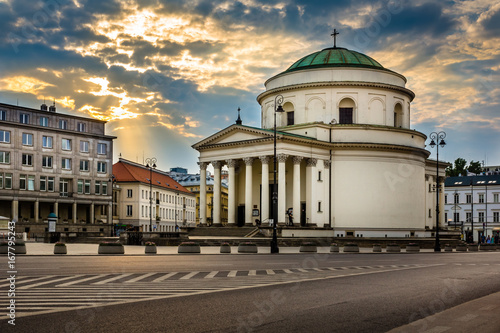 Obraz na płótnie St. Alexander Church on the Three Crosses Square in Warsaw, Poland w salonie