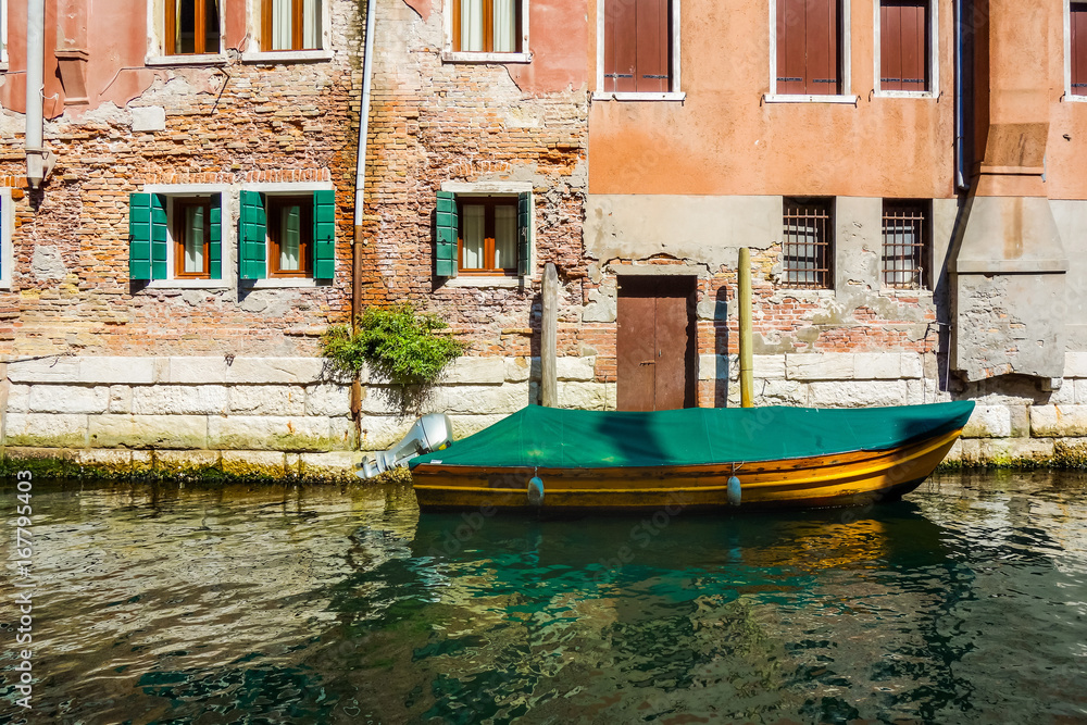 Tourists on water street with Gondola in Venice, ITALY