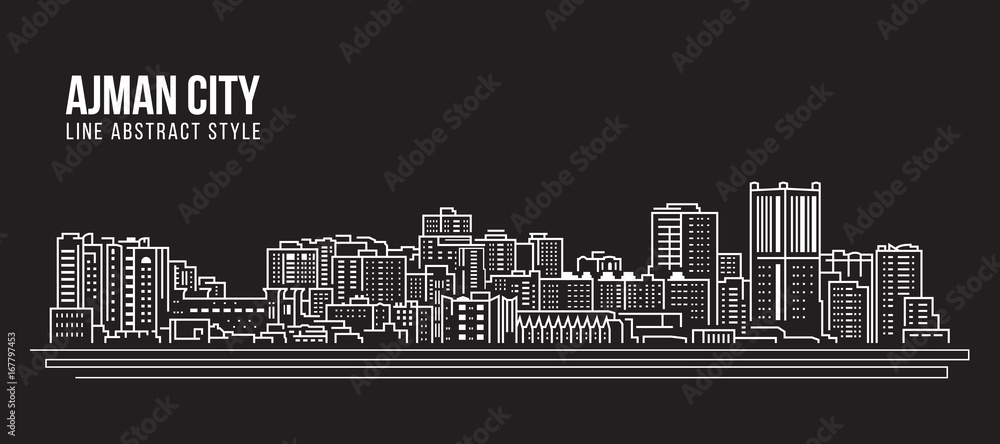 Cityscape Building Line art Vector Illustration design - Ajman city
