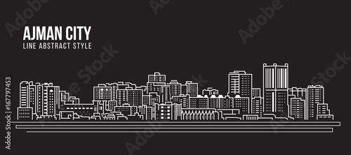 Cityscape Building Line art Vector Illustration design - Ajman city