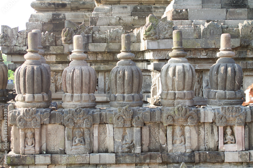 details of Prambanan temple, hindu temple in central java Indonesia