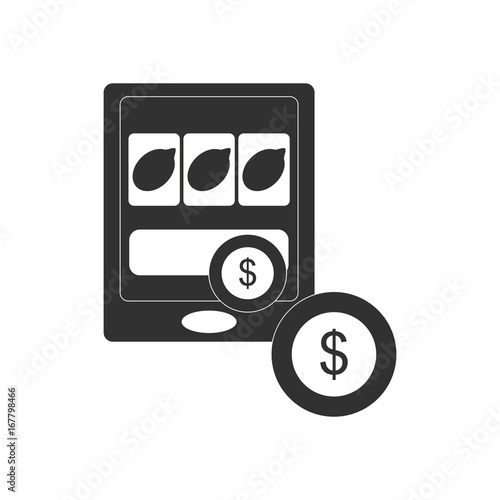 black vector icon on white background casino slotmachine and money