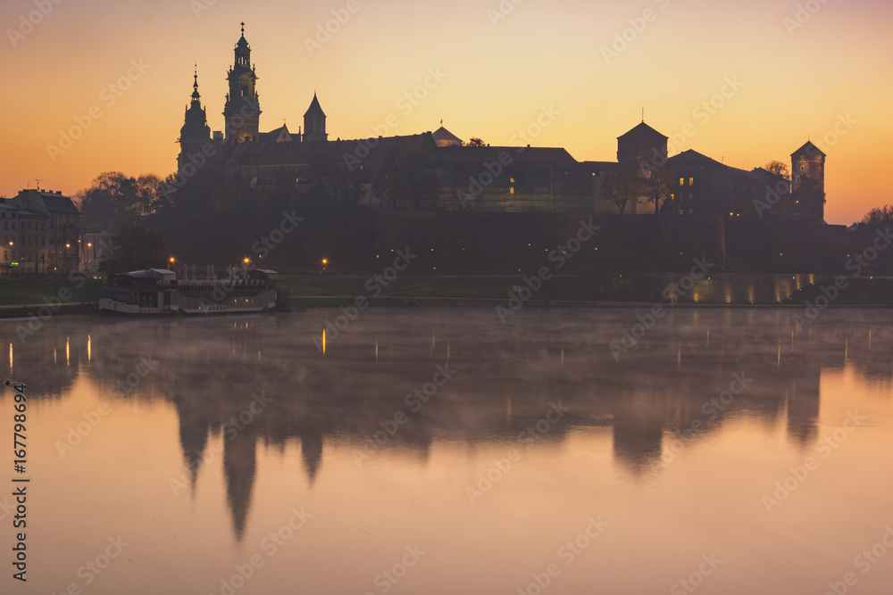 Royal Palace in sunrise time in Krakow