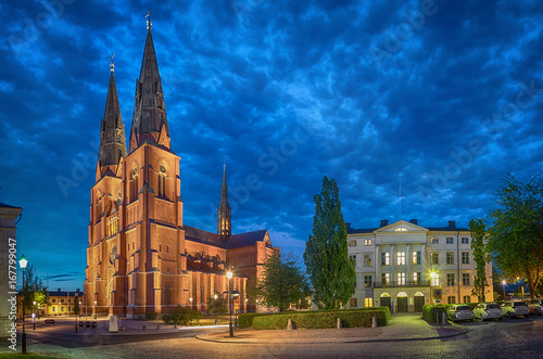 Uppsala Cathedral in the evening, Uppsala, Sweden (HDR effect) photo