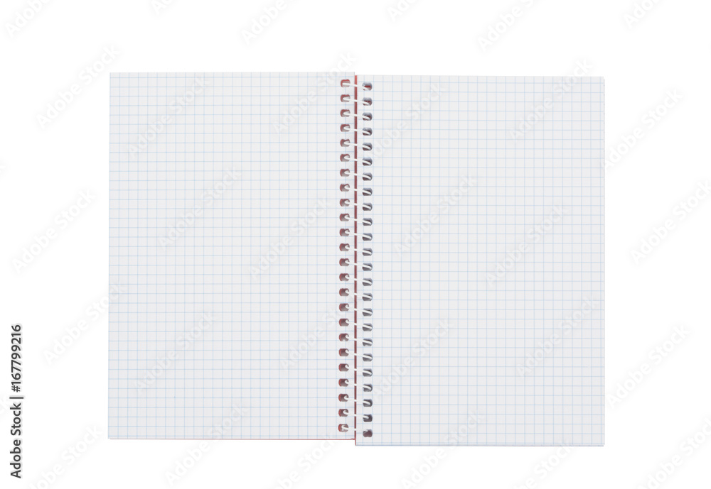 Cuaderno o libreta abierta con dibujo en cuadrícula, aislada sobre fondo  blanco Photos