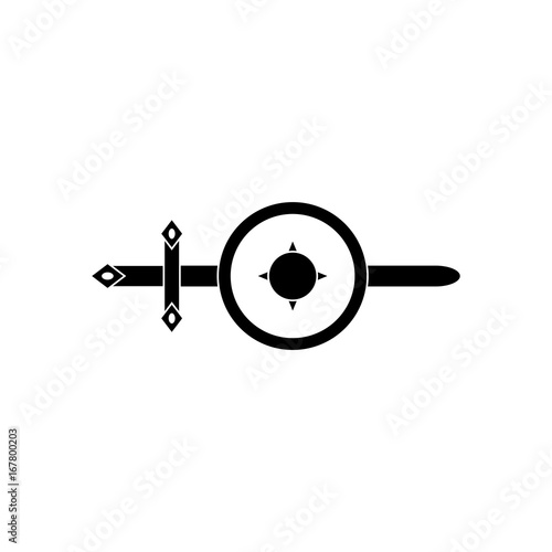 black vector icon on white background sword and shield