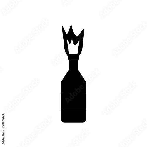 black vector icon on white background Molotov cocktail