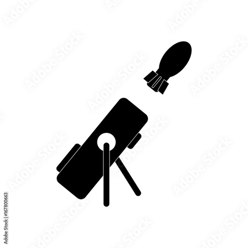 black vector icon on white background military mortar and shell