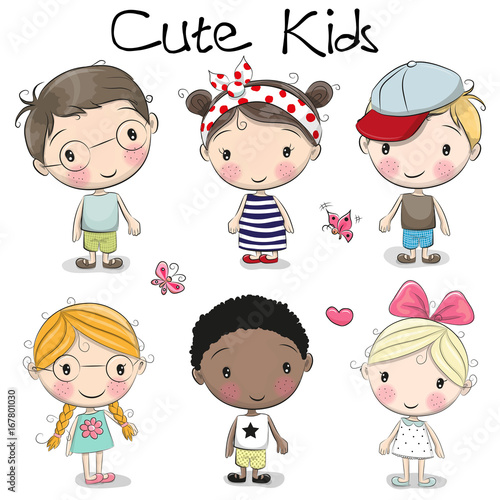 Cute cartoon girls and boys