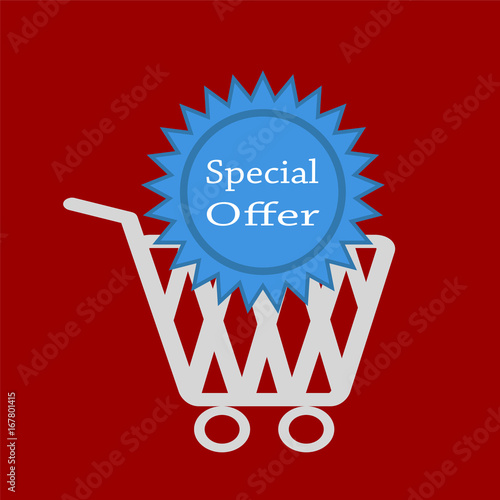 special offer tag and buy busket design, stock vector illustration