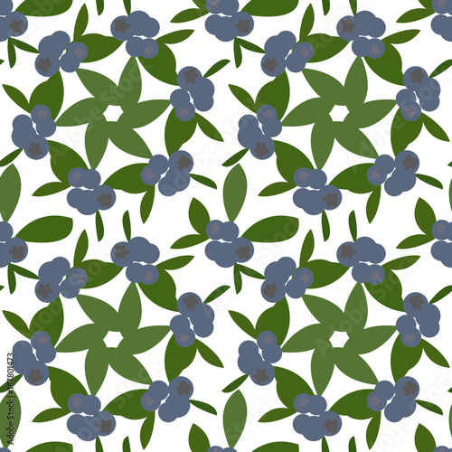 Blueberries vector seamless pattern.