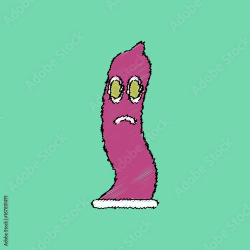 flat shading style icon sad condom silhouette