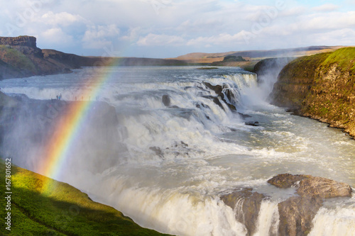 Powerful famous Gullfoss waterfall in Iceland  Europe.
