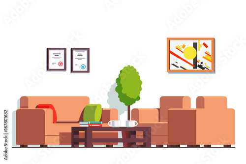 Office or clinic waiting room with coffee table