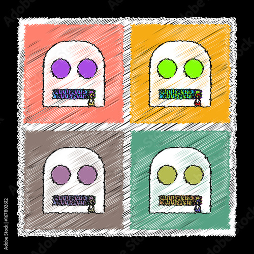 Set of flat shading style sadomasochism mask