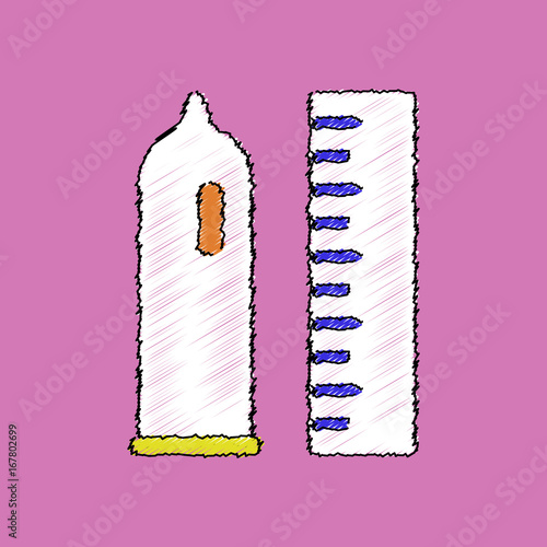 flat shading style icon condom and ruler