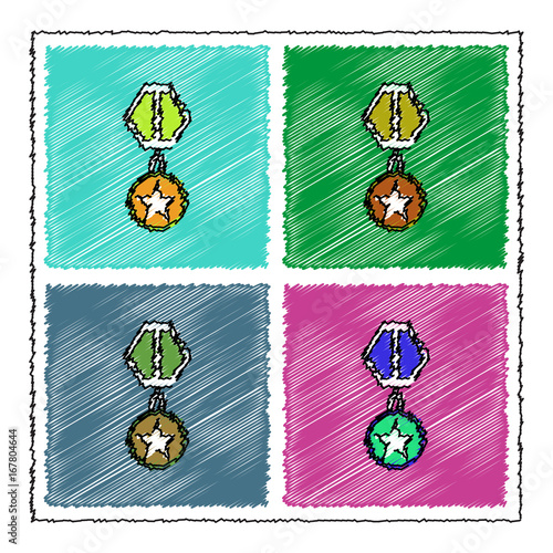 collection of flat shading style icons military medal