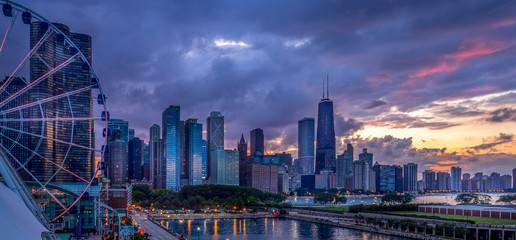 Fotobehang Chicago Zonsondergang langs Lakeshore Chicago  © photo.eccles