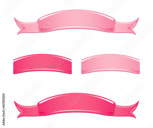 Pink ribbon banner isolated on White background. Vector