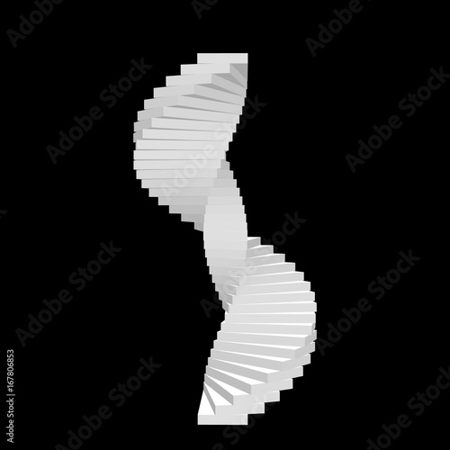 Spiral staircase. Isolated on black background.3d Vector illustration.