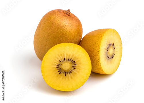 gold kiwi on white background.