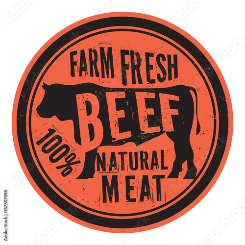 Beef stamp or label, text Farm Fresh