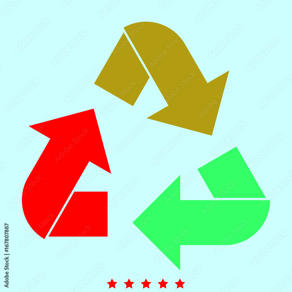 Recycling arrows in a circle it is color icon . Recycling arrows in a circle it is color icon .