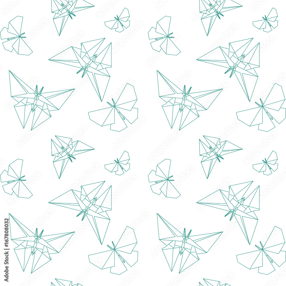 Fotografie Thin Line Butterfly Paper Origami Style