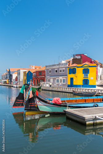  Portugal, Aveiro, beautiful small city on the river with colorful houses 