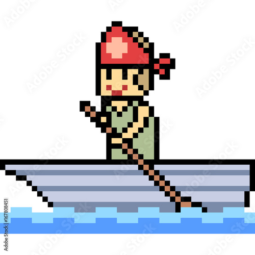 vector pixel art paddler