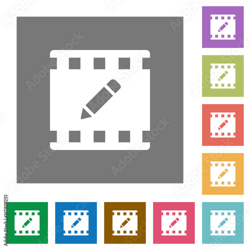 rename movie square flat icons