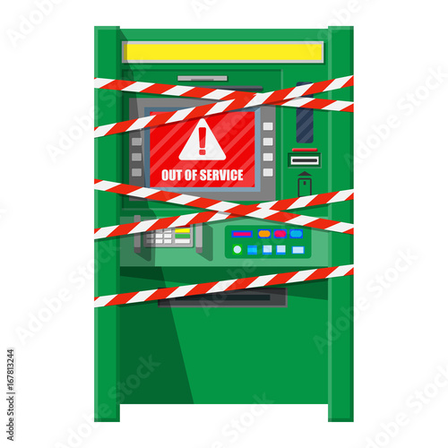Robbed atm with warning ribbons