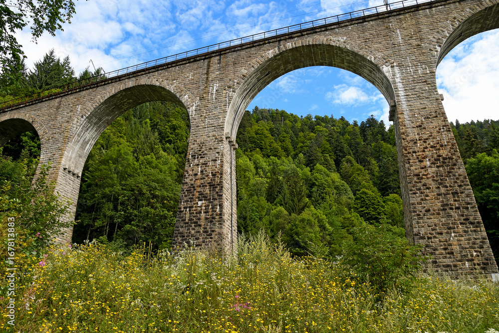 stone arch train trestle in Black Forest Germany
