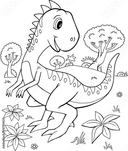 Cute Velociraptor Dinosaur Vector Illustration Art