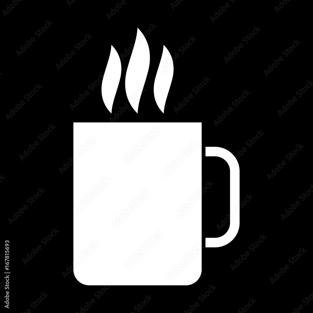 Cup with hot drink white color icon . Cup with hot drink white color icon .