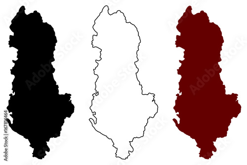 Albania map vector illustration, scribble sketch Alban