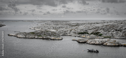 sweden bohuslan coast with a boat photo