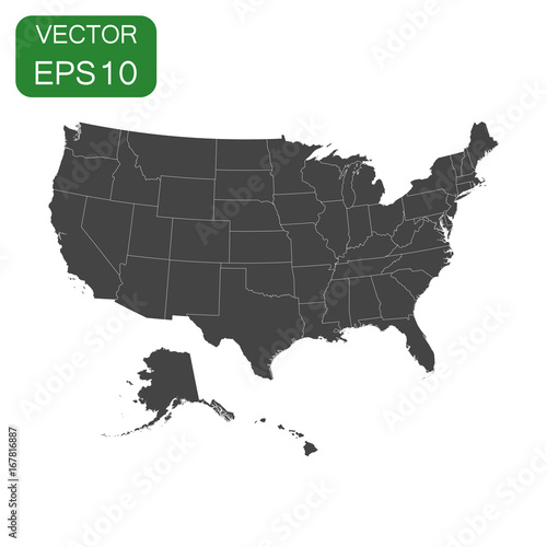 USA map icon. Business cartography concept United States of America pictogram. Vector illustration on white background.