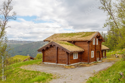 Colorful lonely Norwegian houses