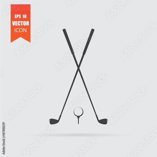 Golf icon in flat style isolated on grey background.