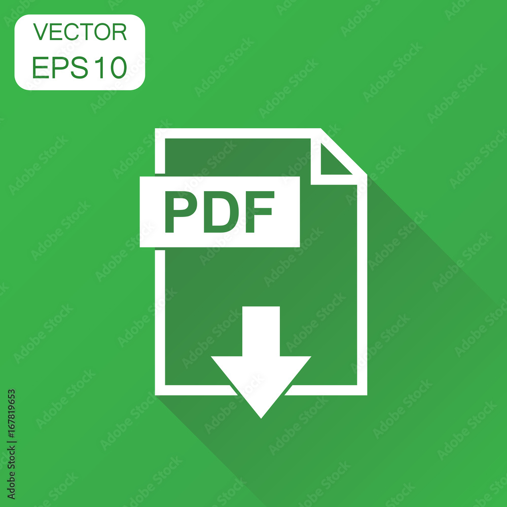 PDF icon. Business concept pdf format pictogram. Vector illustration on green background with long shadow. PDF icon. Business concept pdf format pictogram. Vector illustration on green background with long shadow.