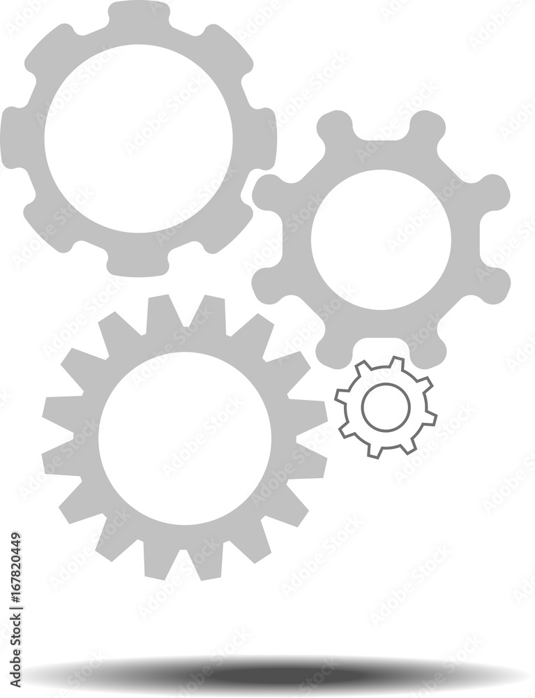 Four gear vector with dropdown shadow Four gear vector with dropdown shadow