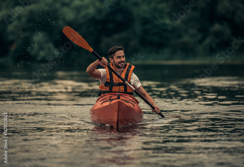 Man and kayak
