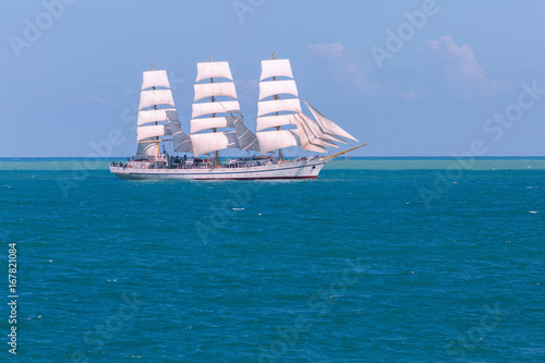 Seascape with sailing vessel