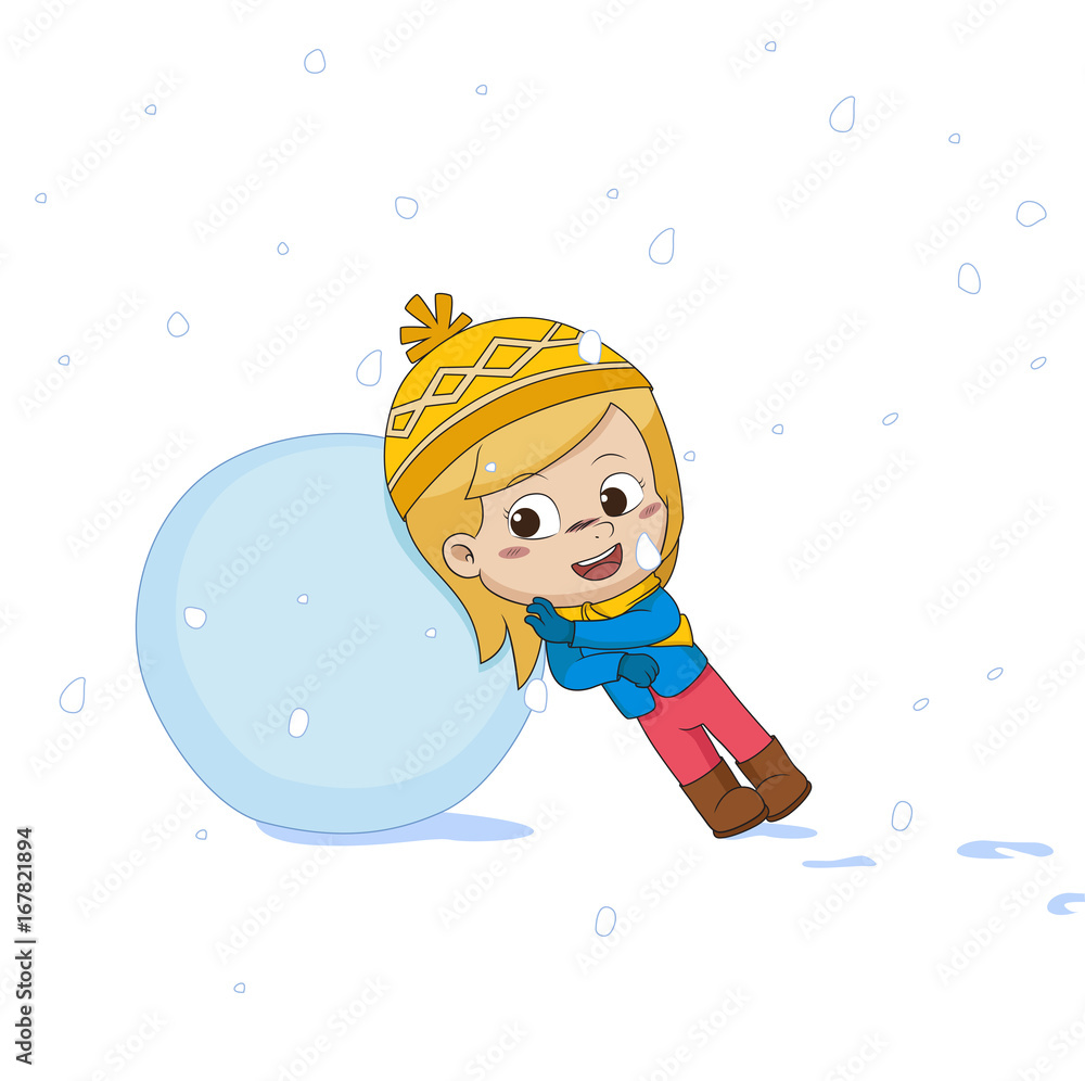 kid playing snow.vector and illustration. kid playing snow.vector and illustration.