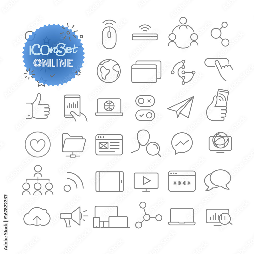 Outline icon set. Vector pictogram set. Online Outline icon set. Vector pictogram set. Online