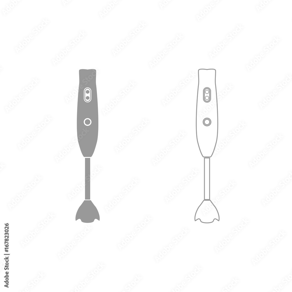 Hand blander machine grey set icon . Hand blander machine grey set icon .