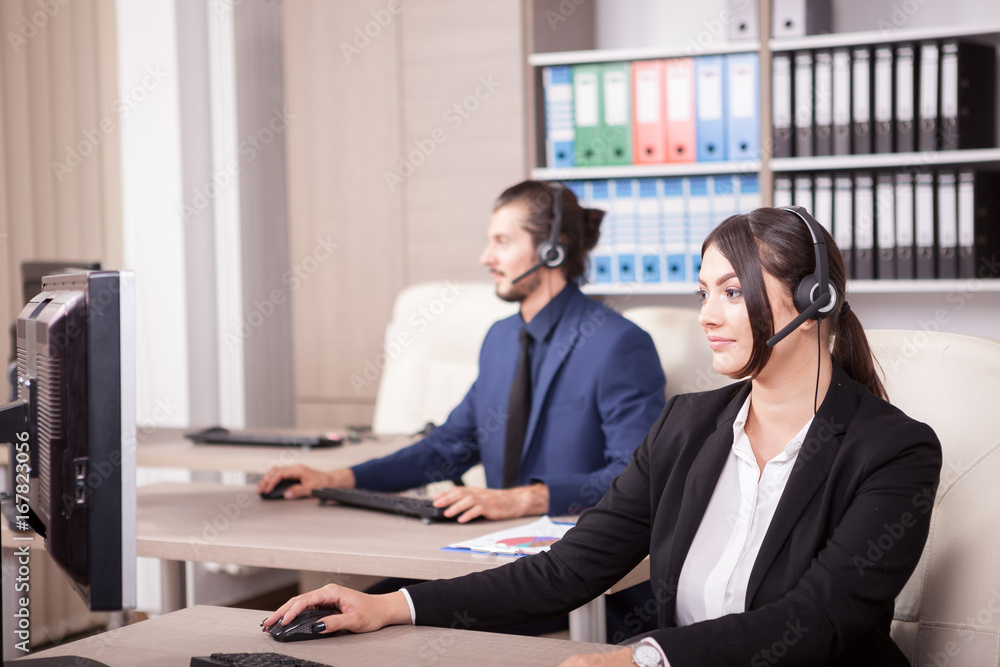 Customer support line woman worker. Help desk and support Customer support line woman worker. Help desk and support