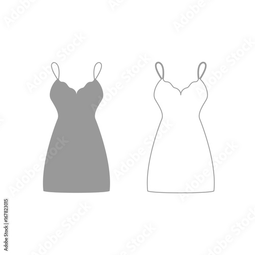 Sundress , combination or nightie grey set icon .